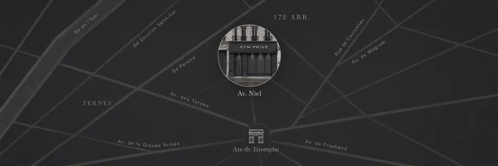 Plan d’accès Gym Privé près de l’avenue Niel, métro Ternes (Paris 17e)
